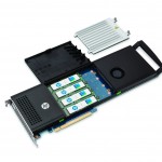 HP Z Turbo Drive Quad Pro open heat sync removed showing Samsung SSD NVMe m.2 SSD modules